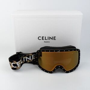 Celine CL40196U SKI MASK Women 99C Animal Gold Mirror NEW AUTHENTIC
